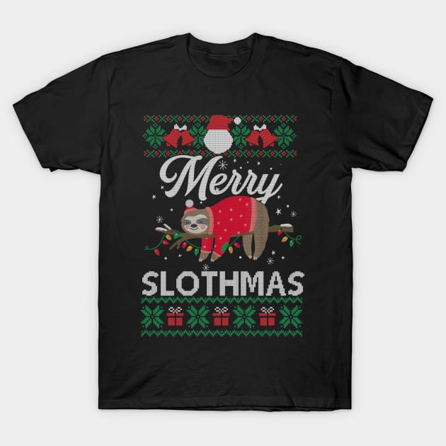 Merry Slothmas Funny Sloth Lazy Family Xmas Holiday Gift For Men Women T-Shirt by SloanCainm9cmi